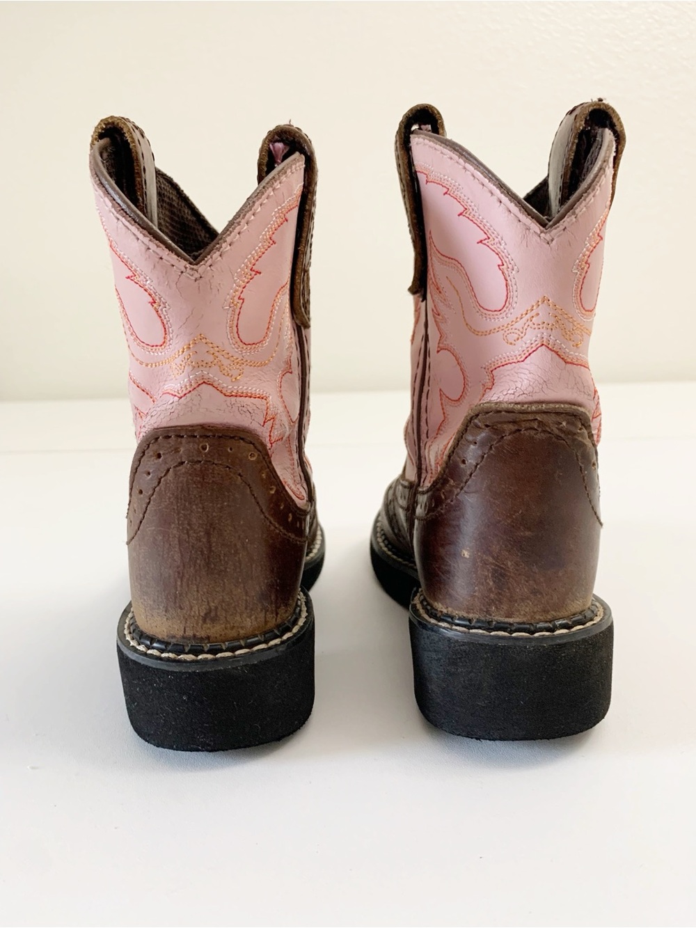Justin Toddler "Gypsy" Pink Brown Leather Western Boots ~ 9 - Picture 5 of 8